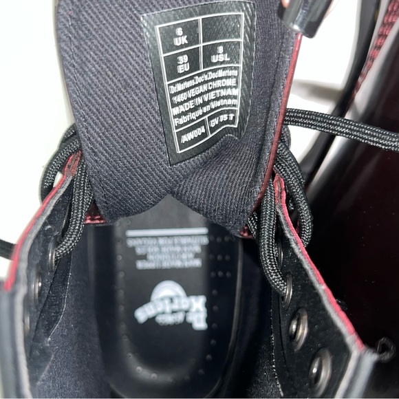 Dr Martens Vegan 1460 Chrome Boots In Oxblood — Chrome Paint Metallic - Picture 7 of 8